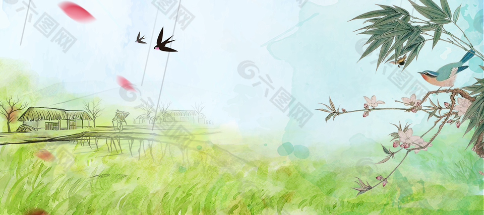 淘寶文藝綠色海報(bào)背景