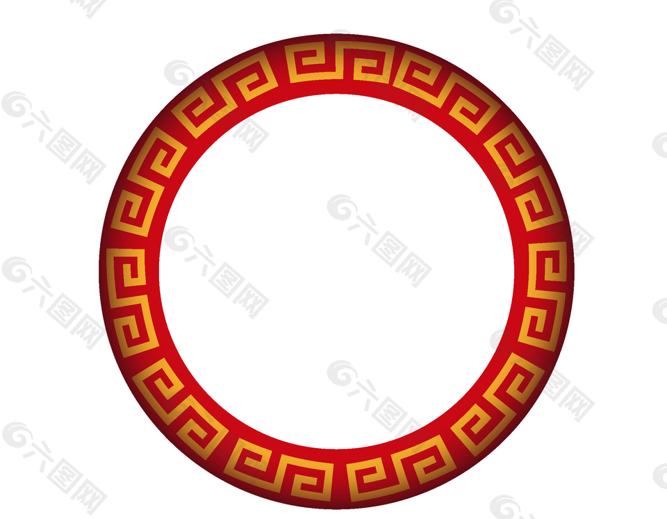 紅色中國(guó)風(fēng)圓形邊框矢量素材
