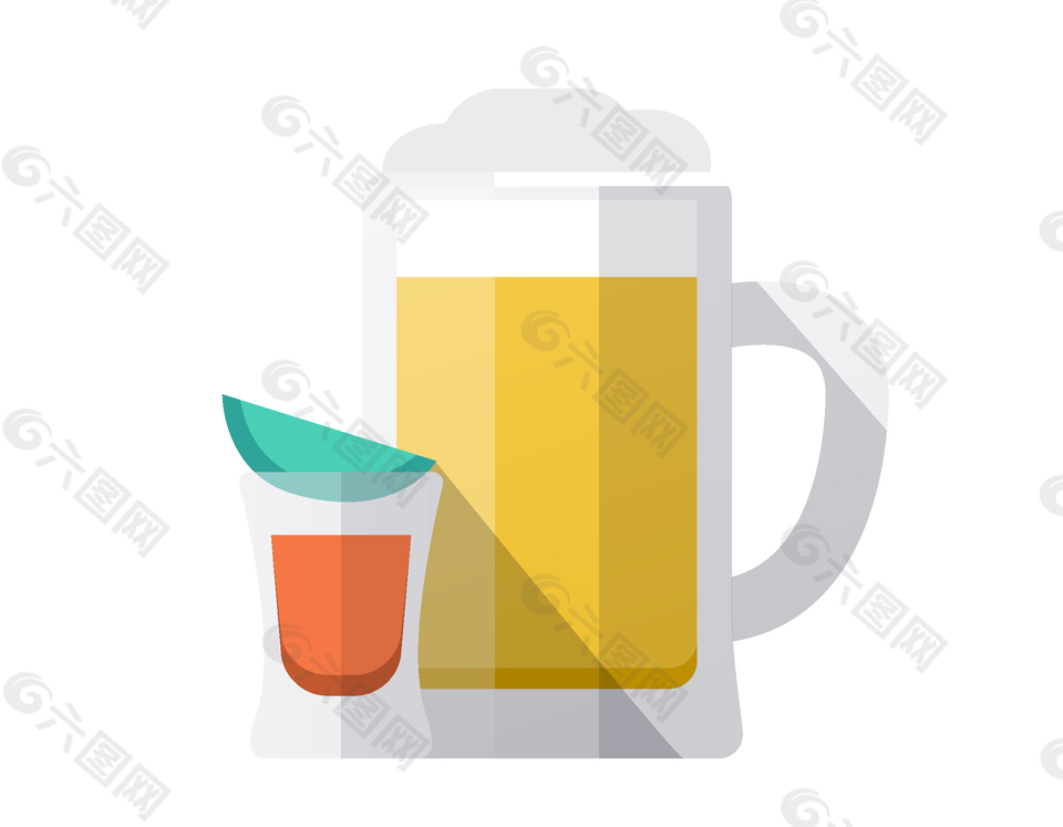 卡通手繪飲料杯與飲料壺矢量圖