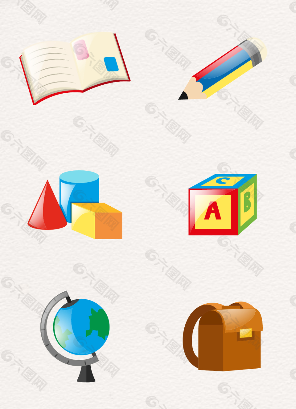 彩色卡通學(xué)習(xí)文具設(shè)計(jì)元素