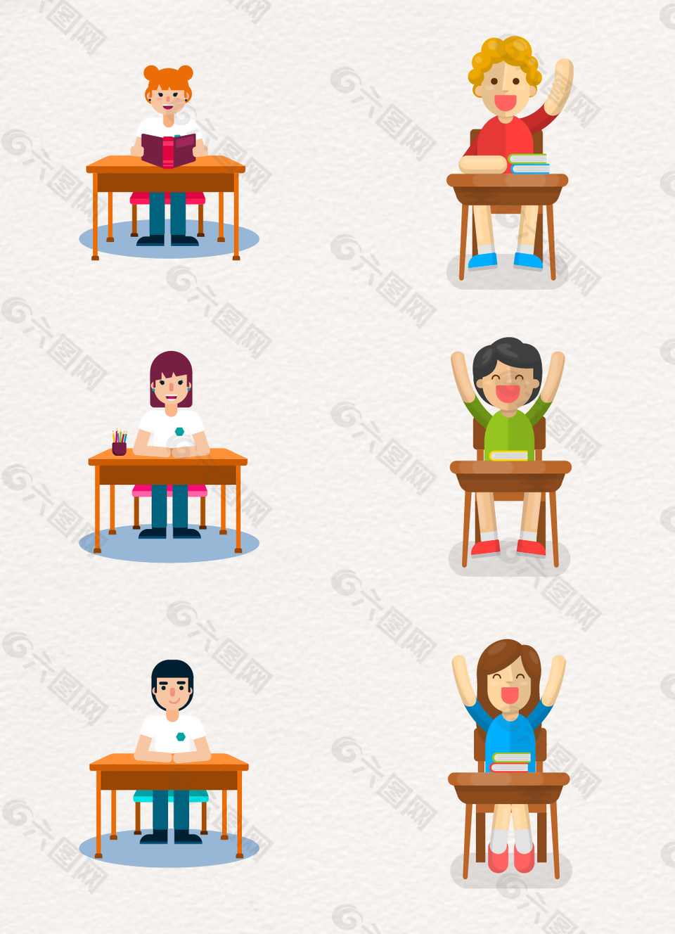 卡通認真聽課的學(xué)生人物設(shè)計