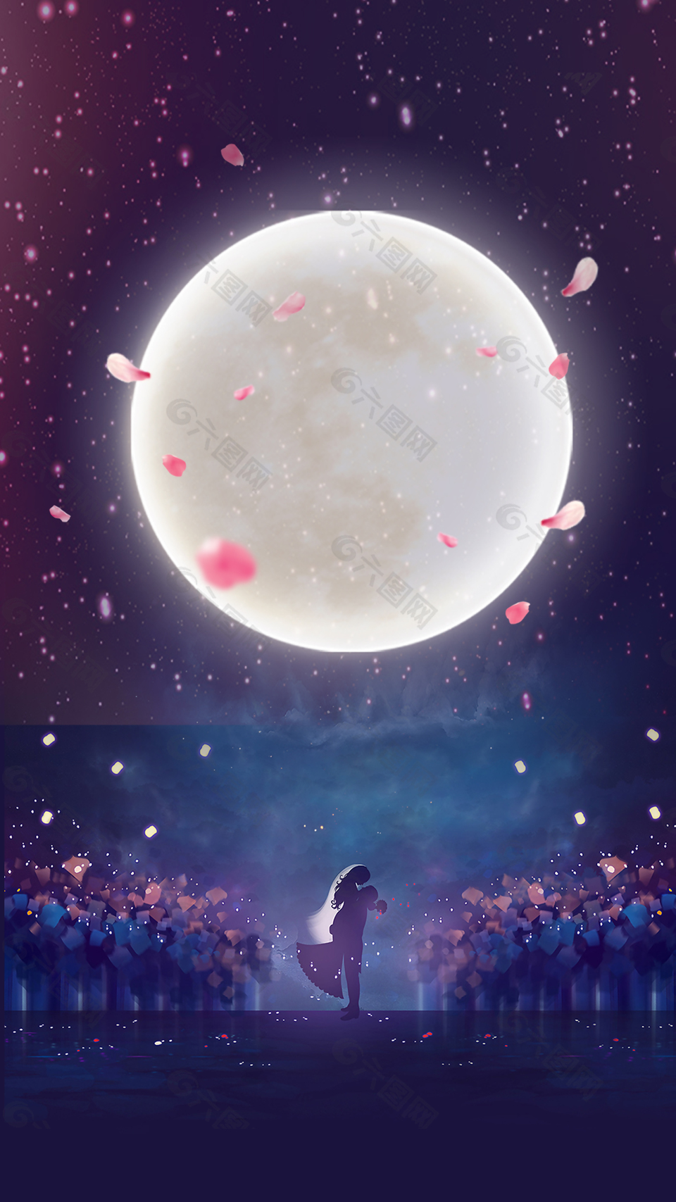 藍色夢幻七夕情人節(jié)背景