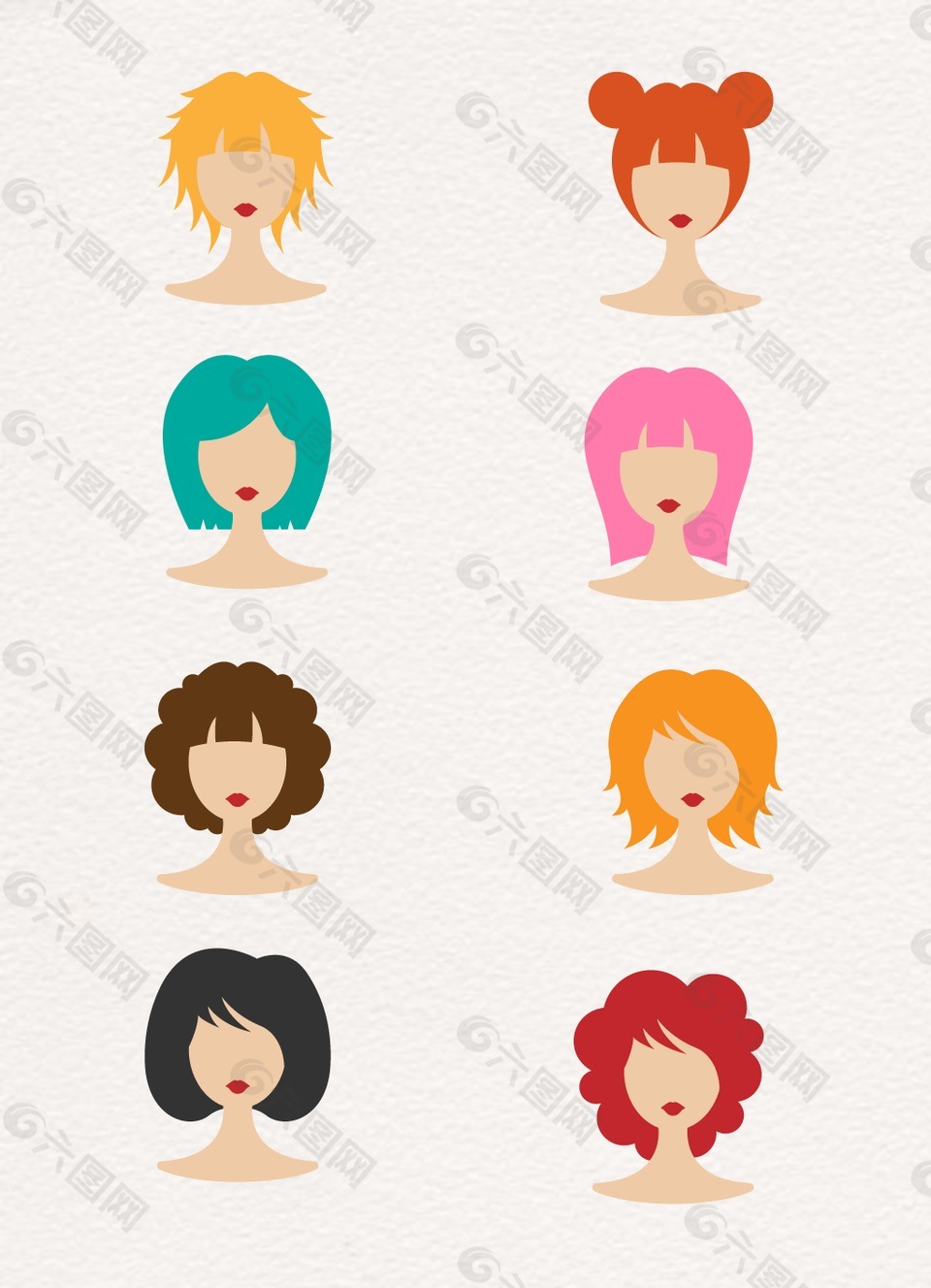 彩色卡通人物發(fā)型設(shè)計(jì)