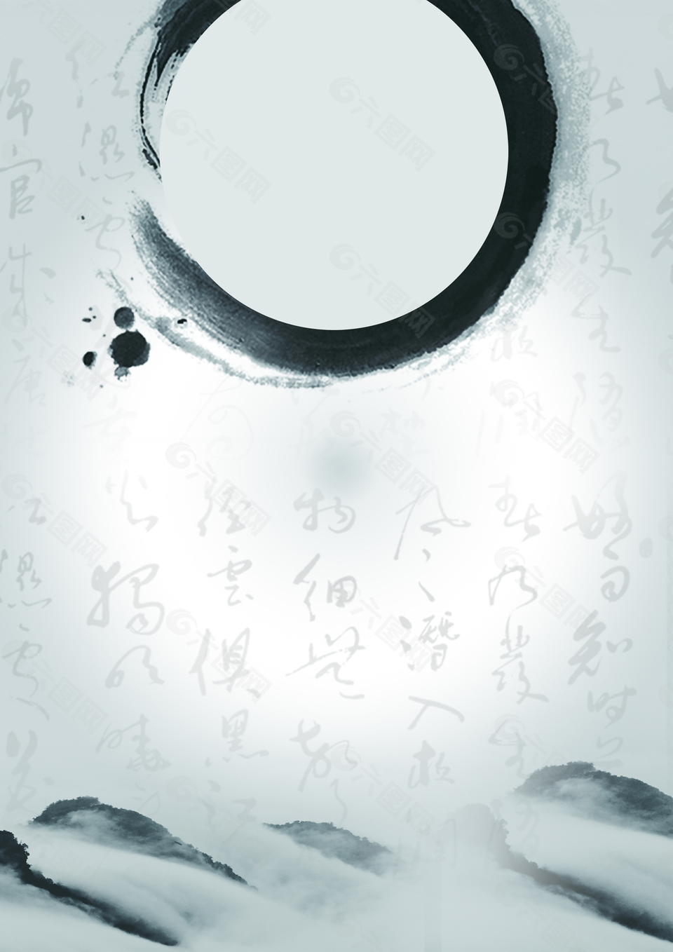 黑白古風(fēng)山水水墨中國風(fēng)背景