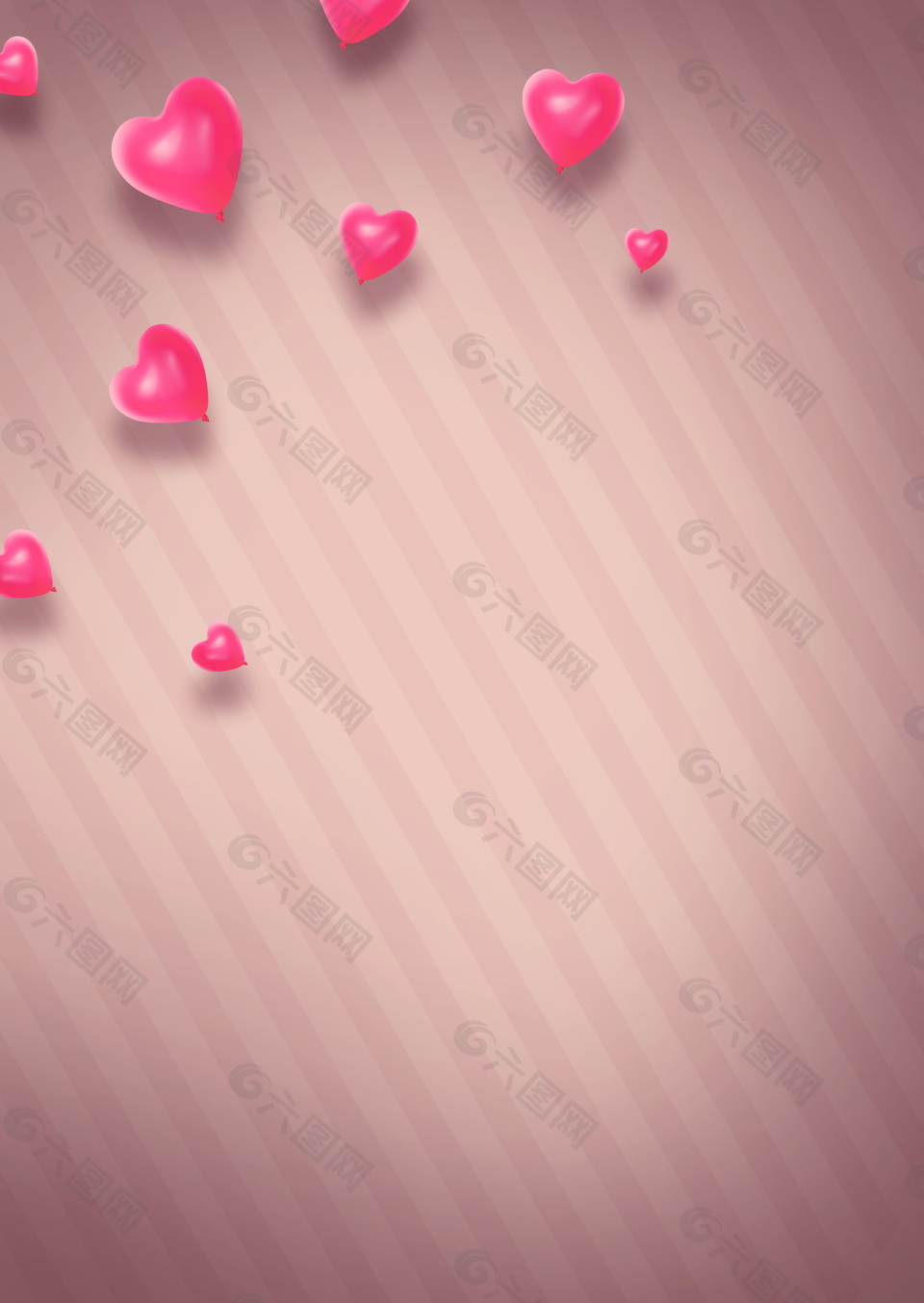 粉色愛心氣球七夕海報背景設計