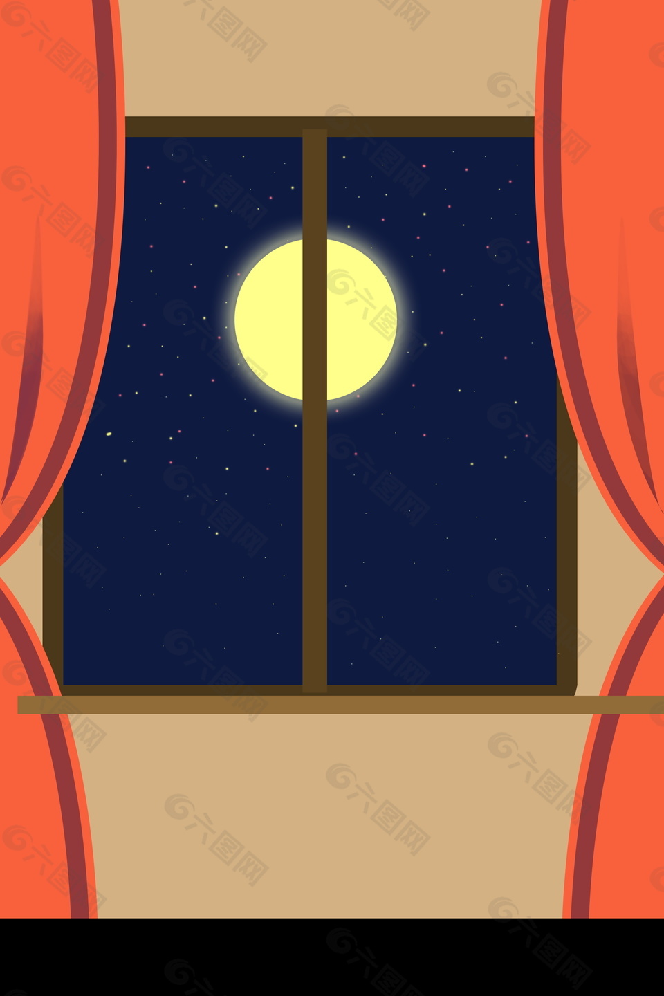 窗外明月星空七夕情人節(jié)背景設(shè)計(jì)