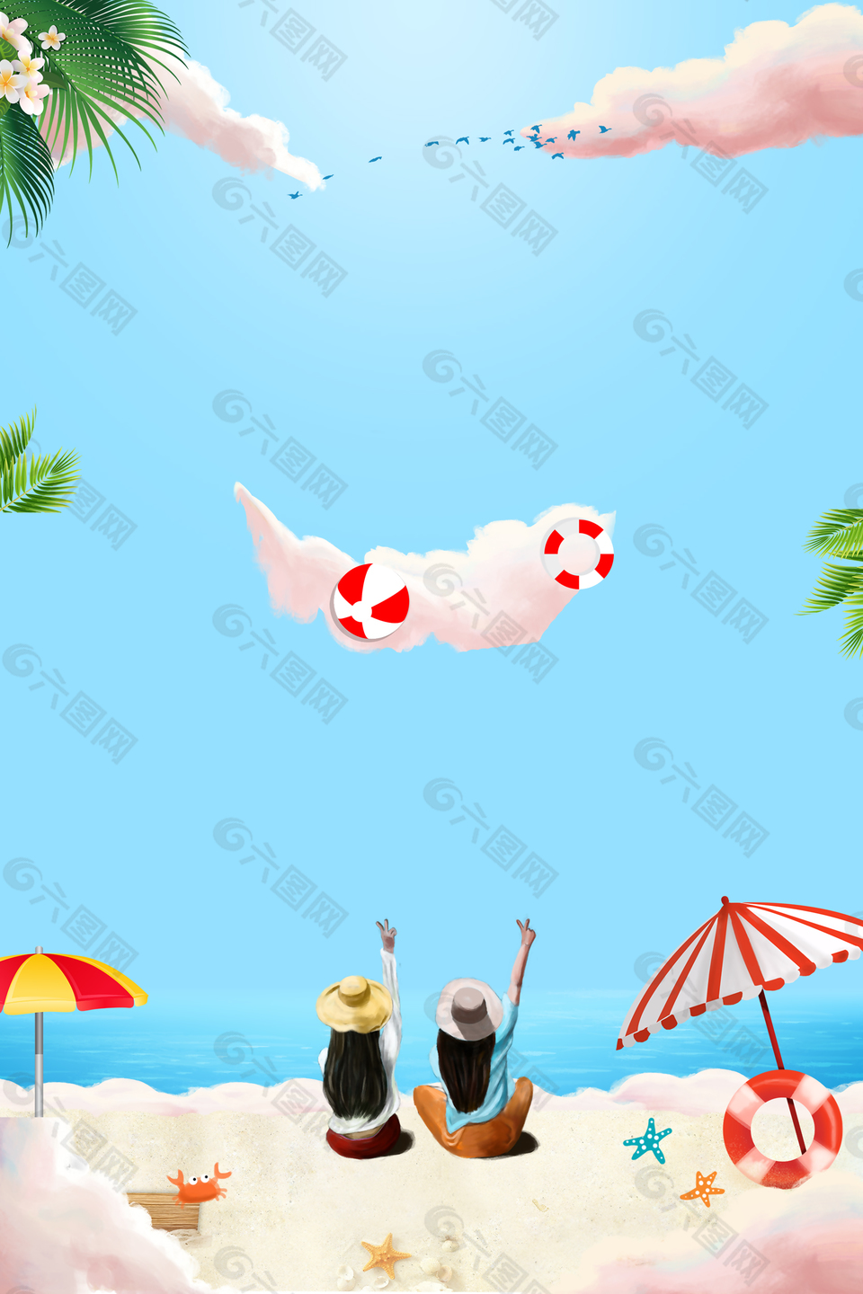 唯美沙灘海灘出游背景