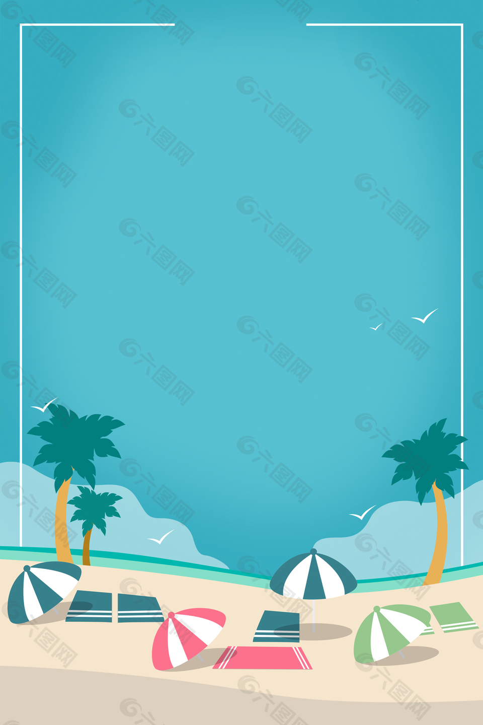 唯美沙灘海灘出游背景