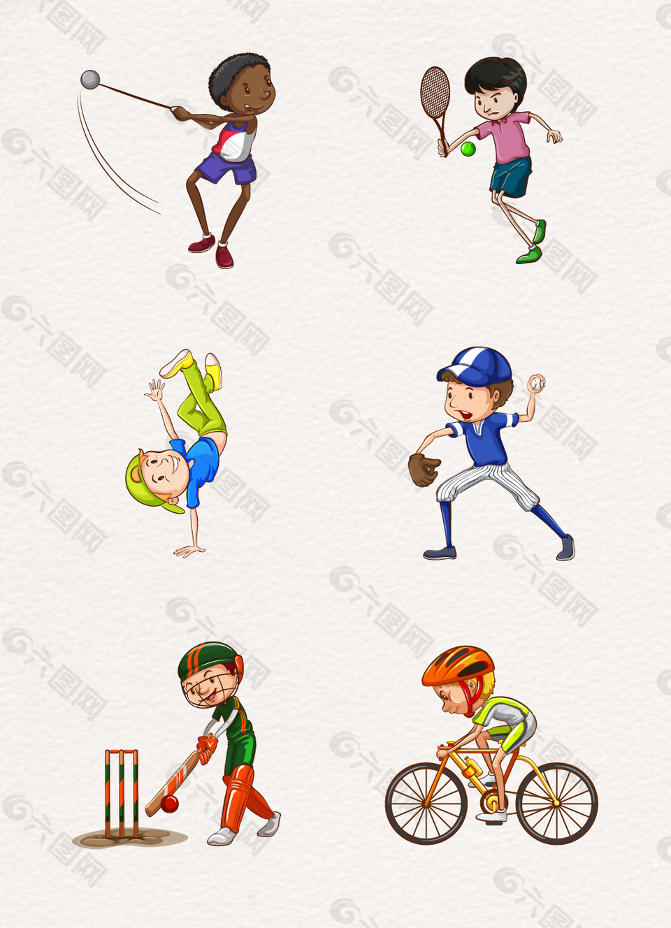 彩繪熱愛運動的小男孩