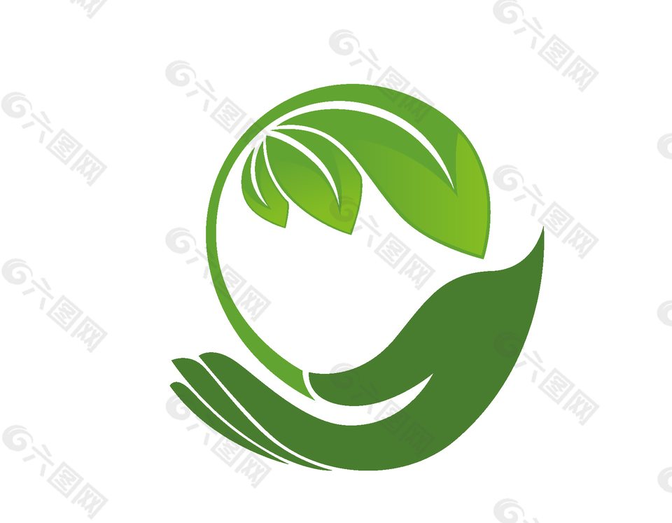 矢量手繪綠色手指與樹葉