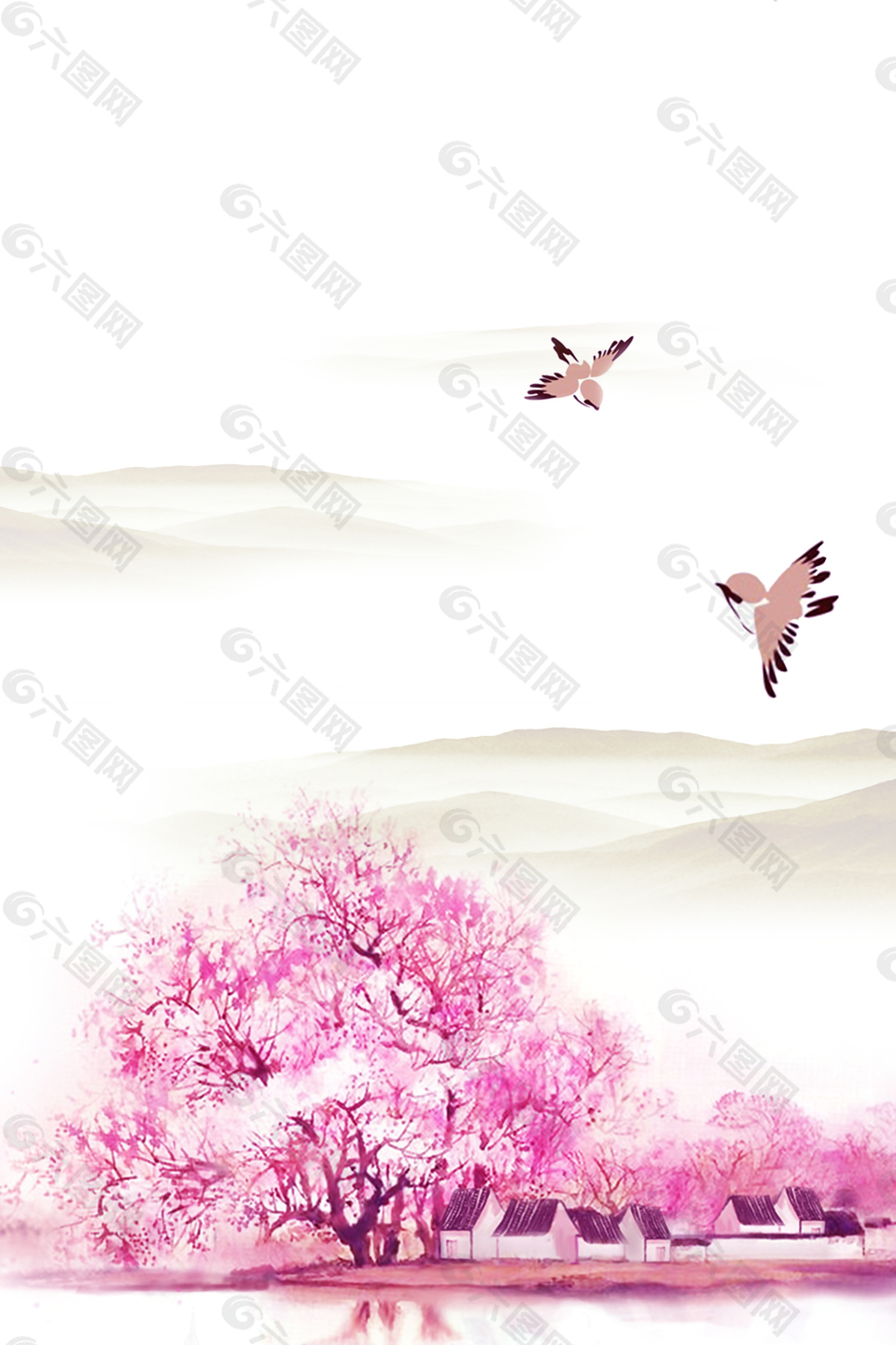 粉色水墨海報(bào)背景