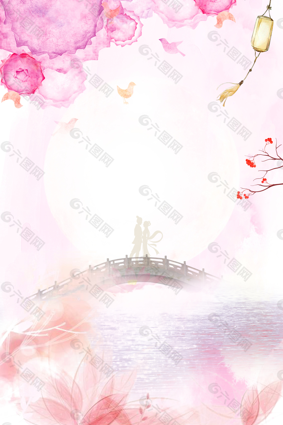 甜蜜七夕曬恩愛海報背景