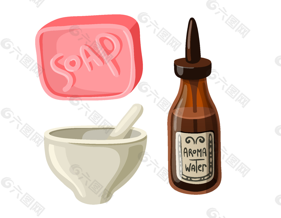 卡通精油美容工具soap矢量元素