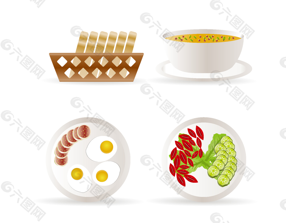 卡通美味中餐矢量元素
