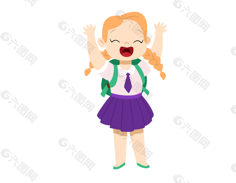 卡通女孩書包矢量元素