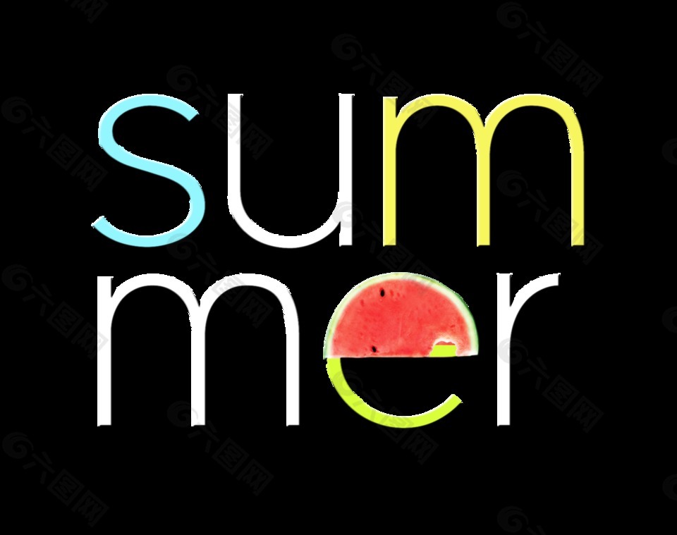 夏天西瓜summer藝術(shù)字字體設(shè)計
