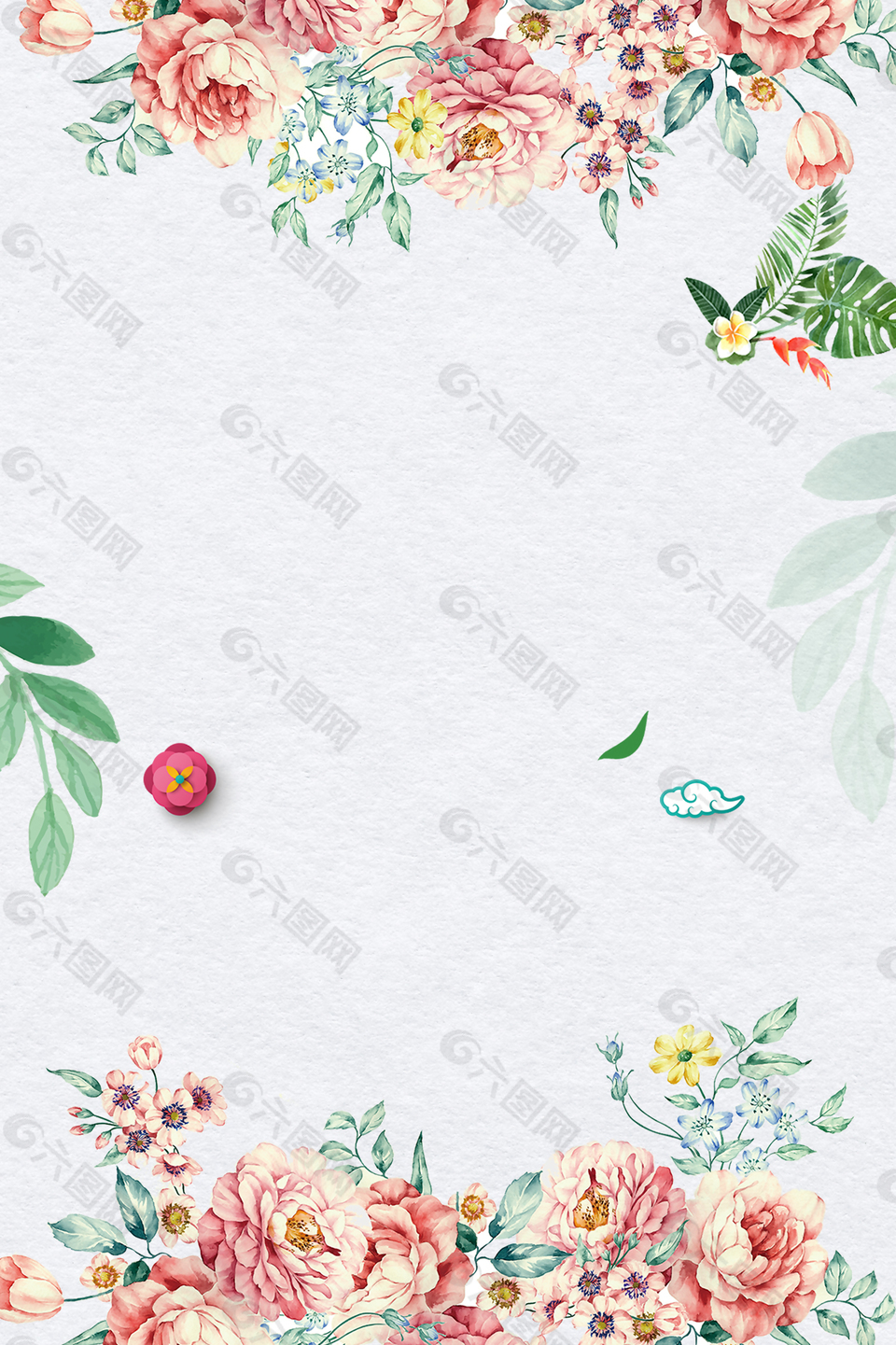 手繪花卉清新春季上新海報(bào)背景