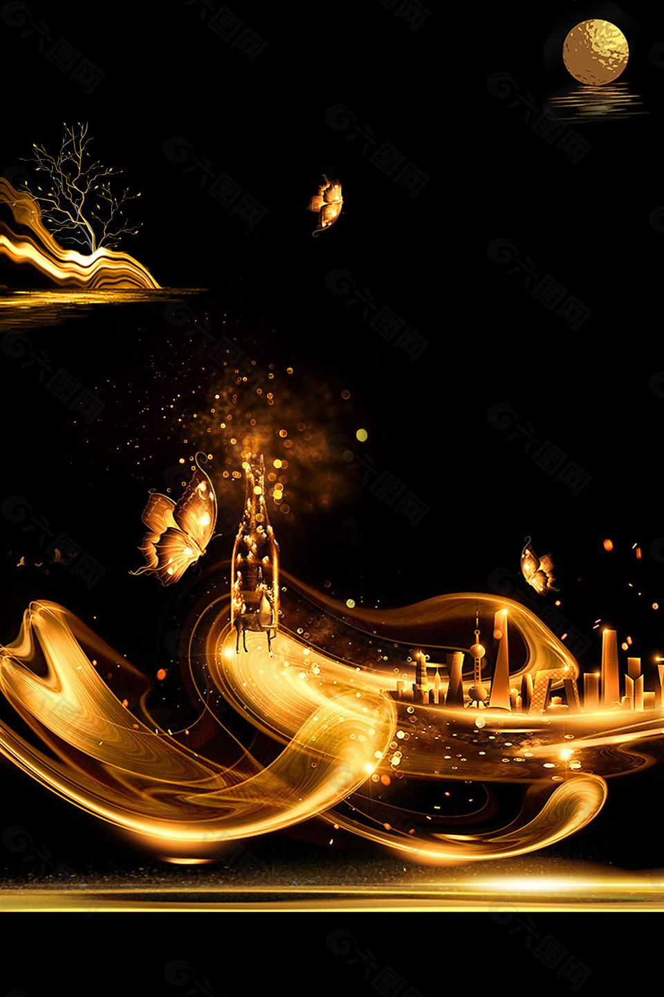 商務黑金房地產科技建筑背景