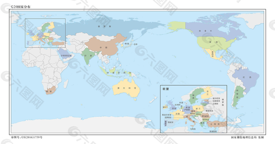 G20國家分布圖16開