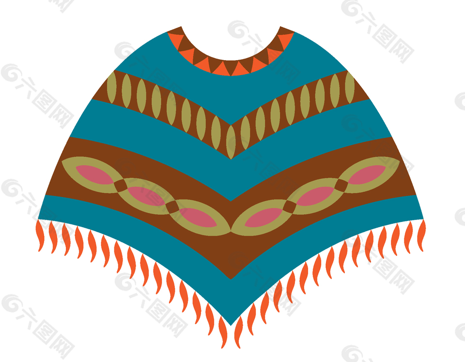 卡通藍色披肩矢量元素