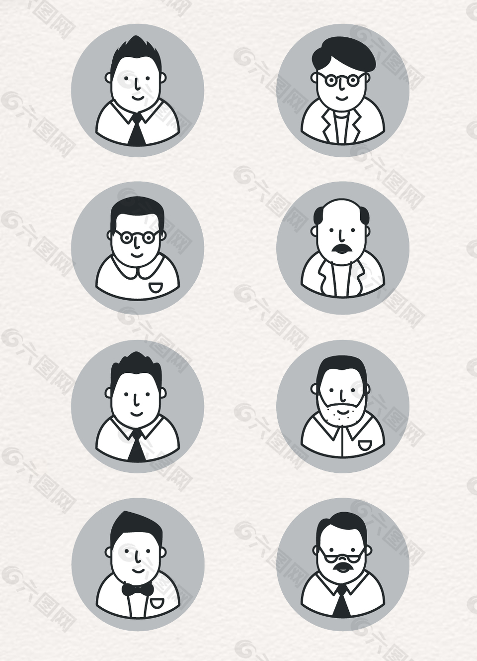 黑白商務(wù)男子頭像矢量素材