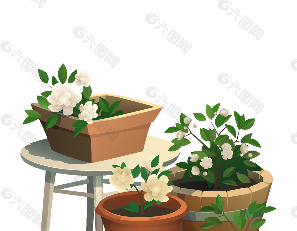 清新白色花朵元素
