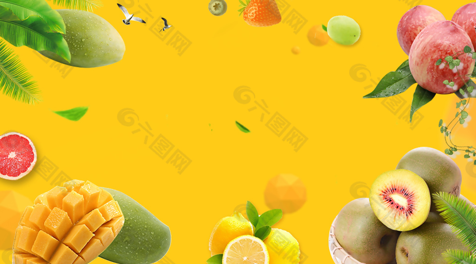黃色水果促銷(xiāo)banner背景
