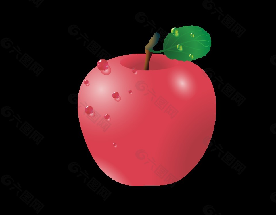 矢量手绘新鲜有机红苹果