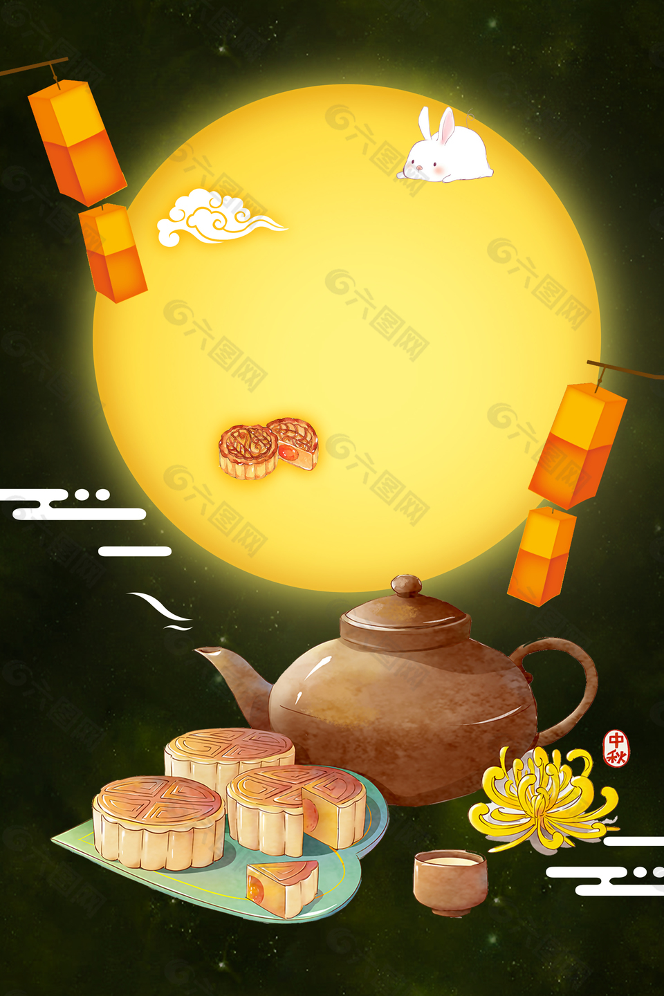 中秋節(jié)月餅濃情中秋背景