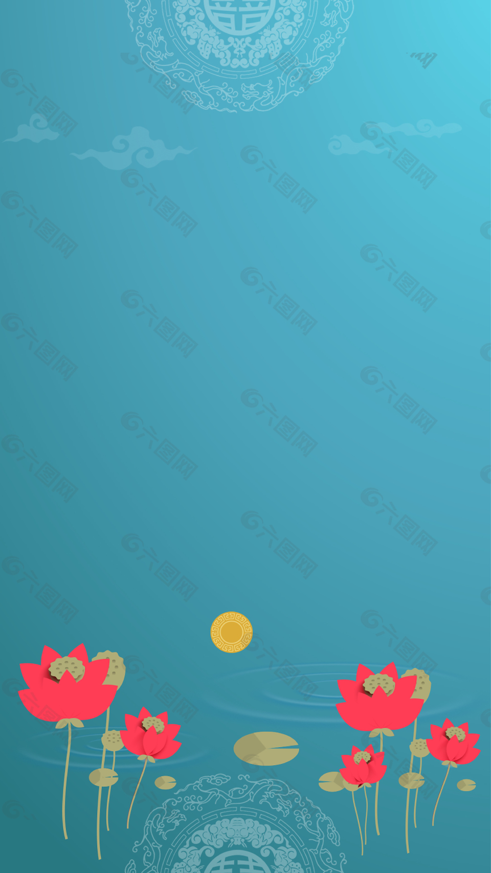 花卉牡丹中秋節(jié)月亮中秋背景