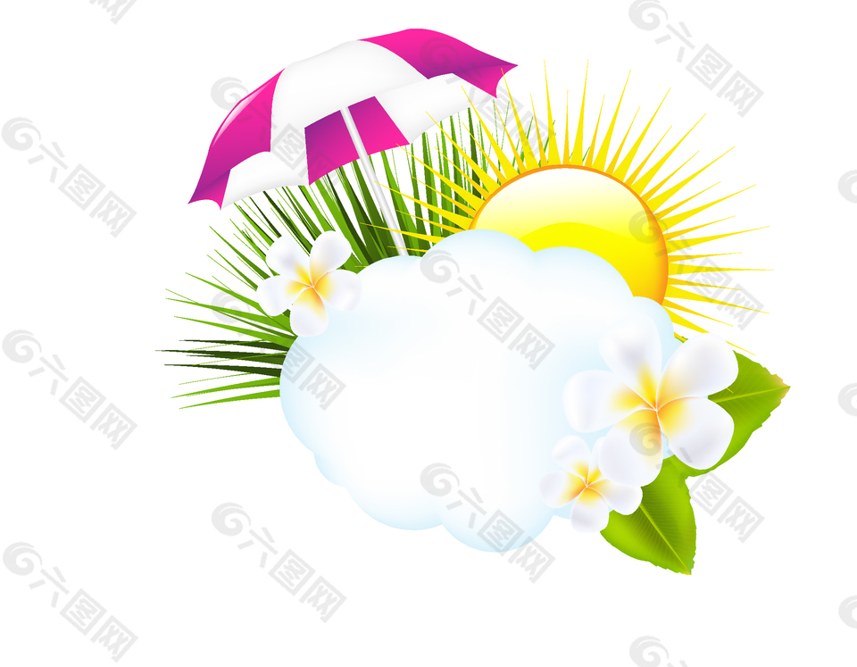 手繪清新白色花朵元素