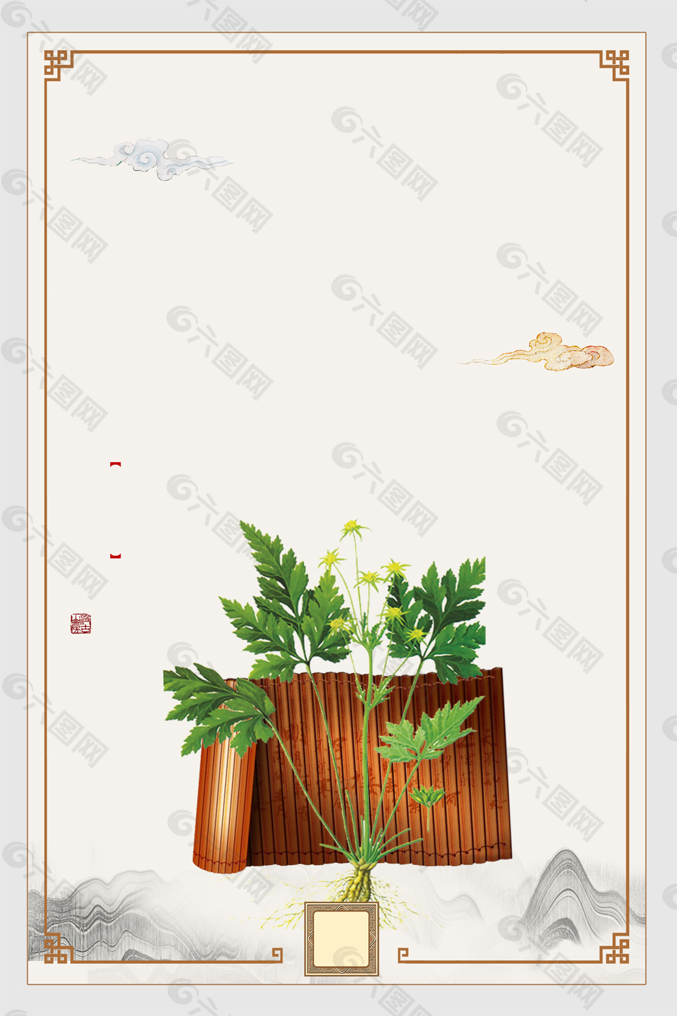 中醫(yī)療法中藥養(yǎng)生海報(bào)背景