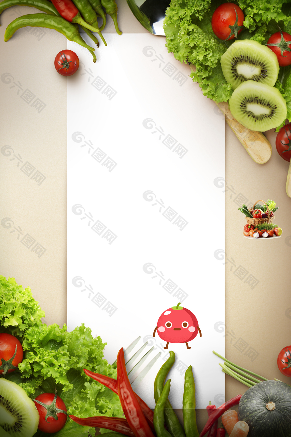 清新新鮮蔬菜促銷海報背景