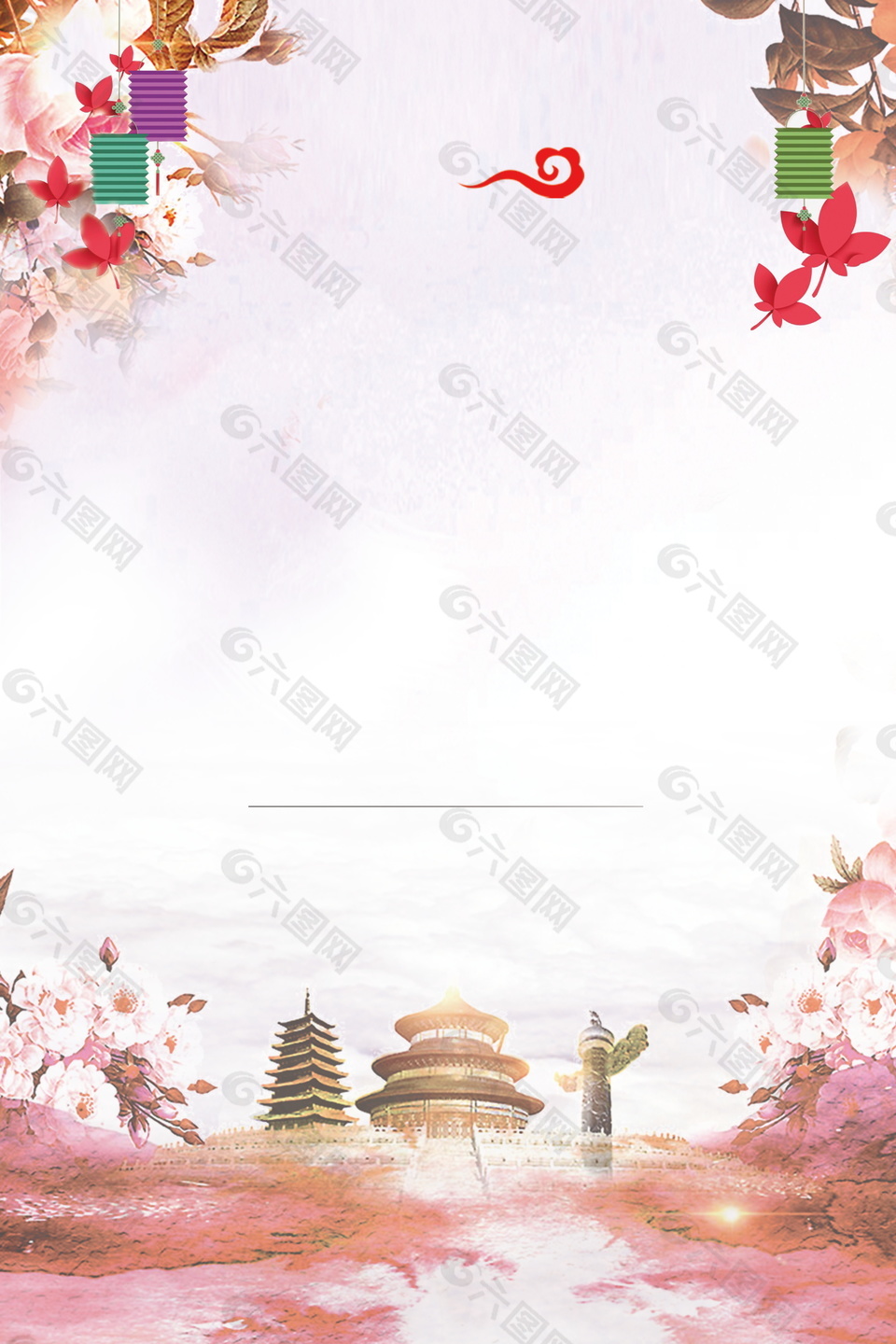 北京經(jīng)典建筑花枝中秋節(jié)廣告背景素材