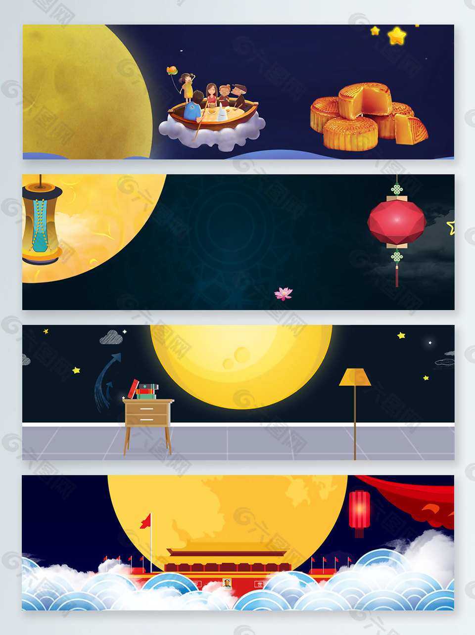 房檐中秋節(jié)傳統(tǒng)節(jié)日banner背景