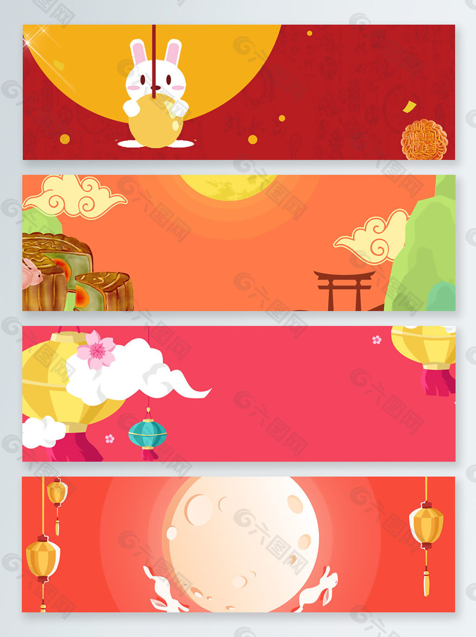 紅色中秋節(jié)中國(guó)風(fēng)banner背景