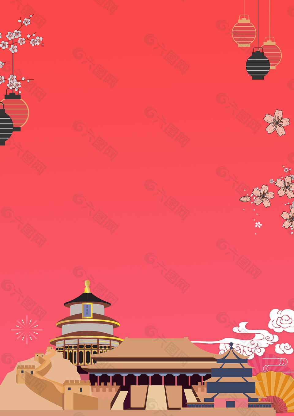 紅色扁平中秋節(jié)背景
