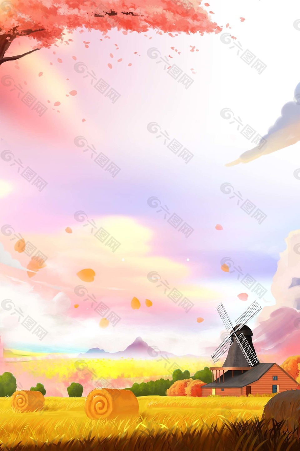唯美秋天風(fēng)景海報背景