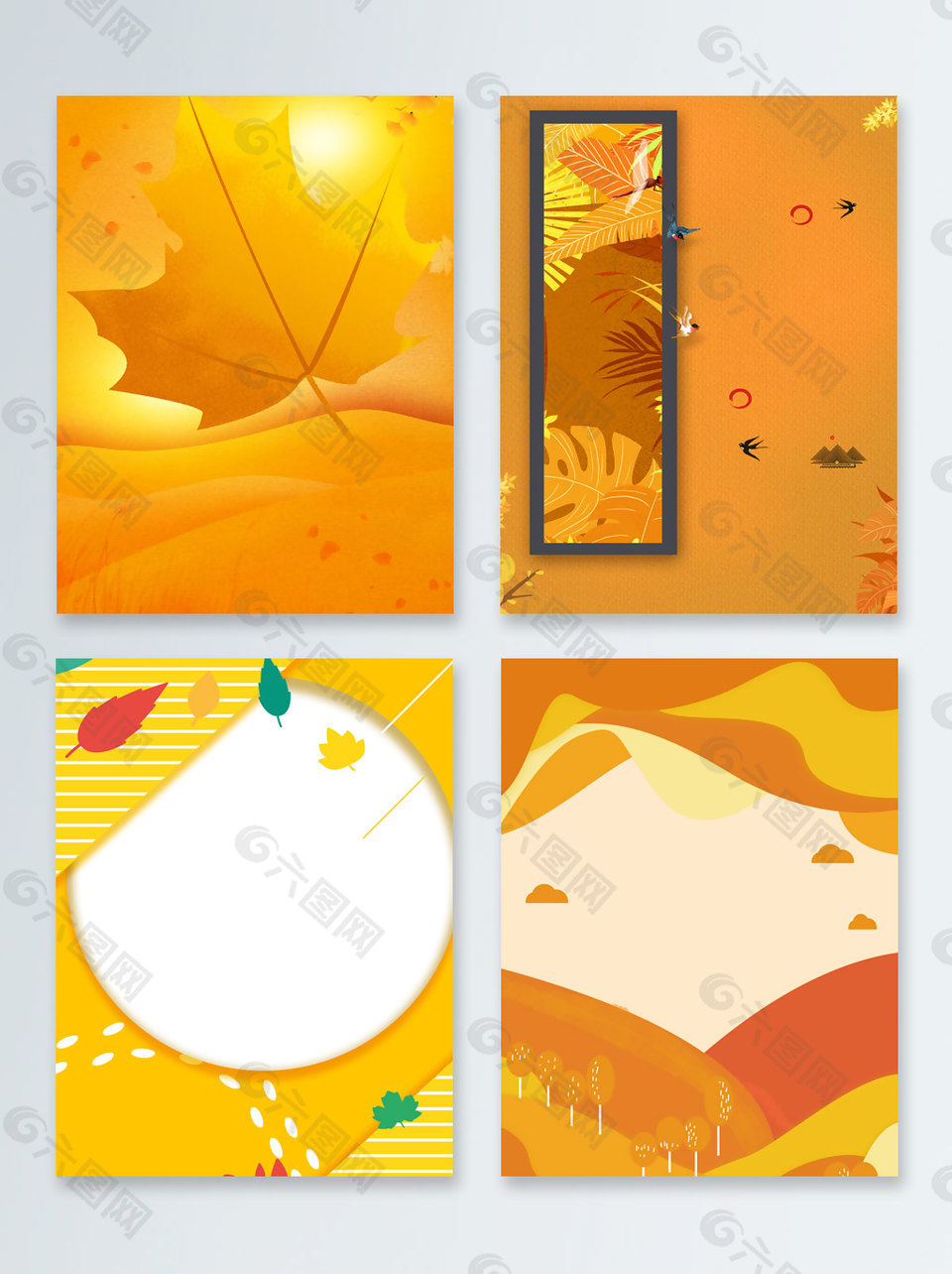 金黃秋季上新葉子唯美廣告背景圖