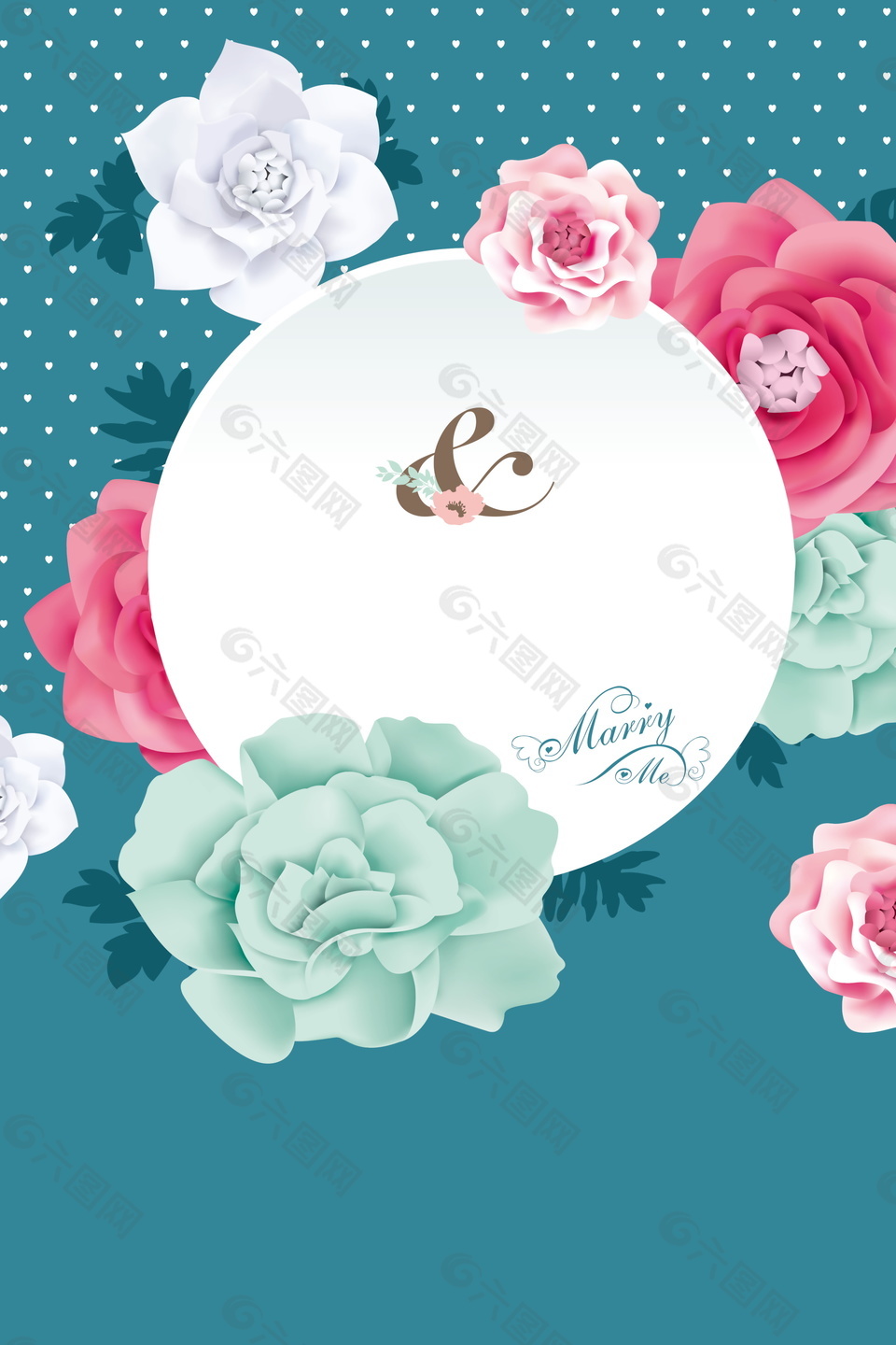 浪漫花朵婚禮簽到背景素材