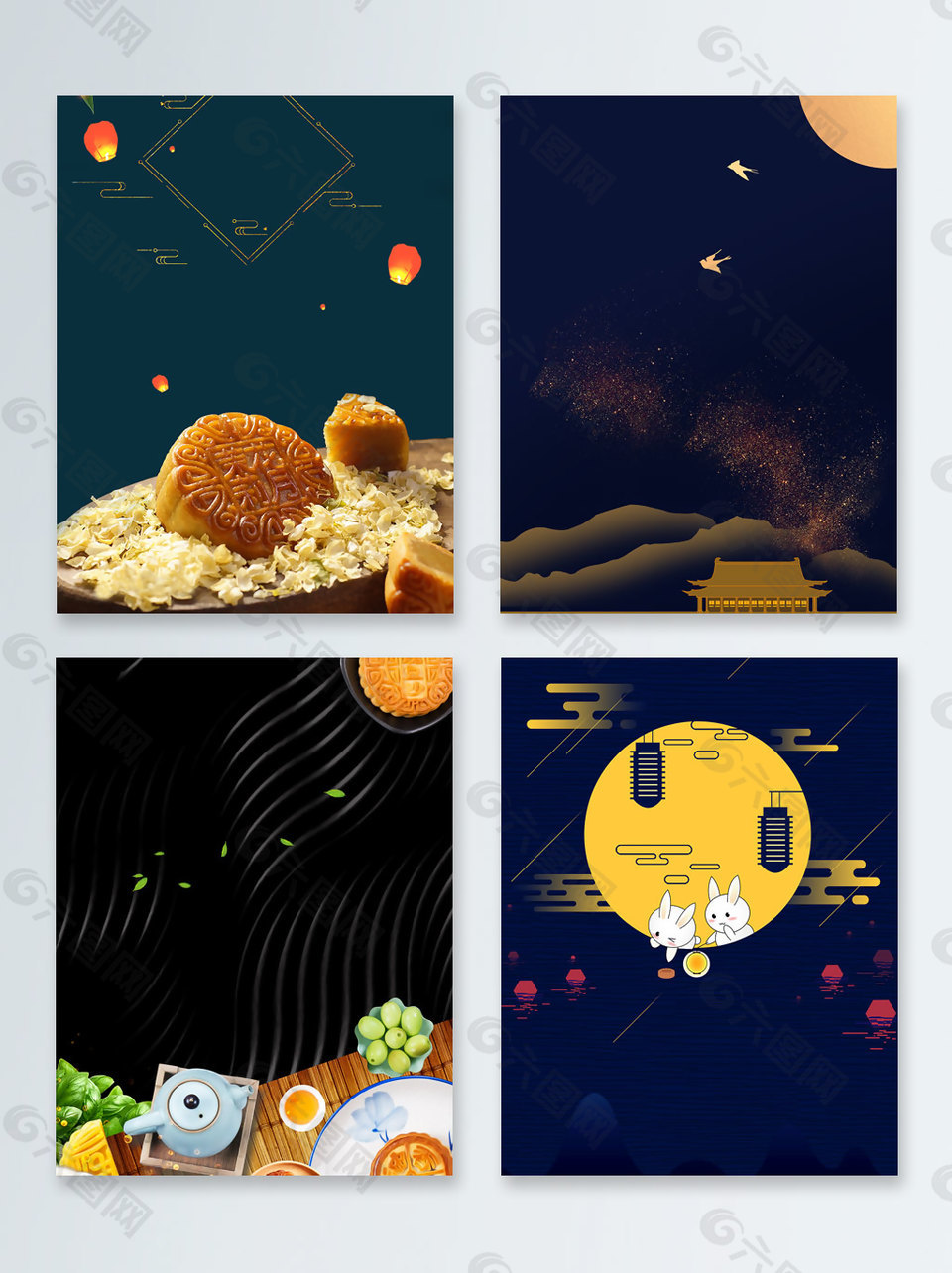 圓月中秋節(jié)快樂(lè)廣告背景圖