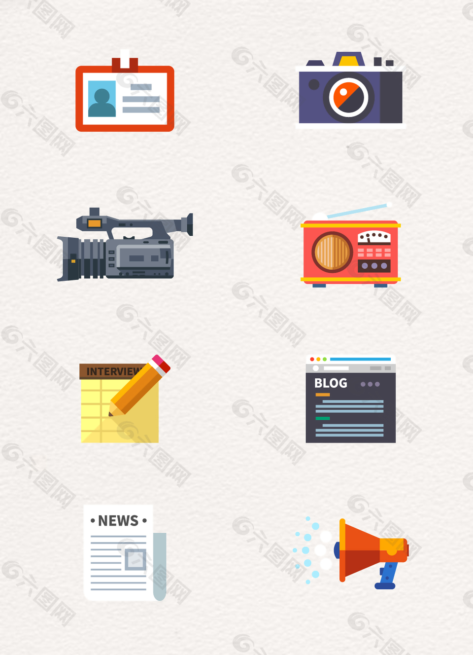 卡通彩色多媒體圖標(biāo)素材