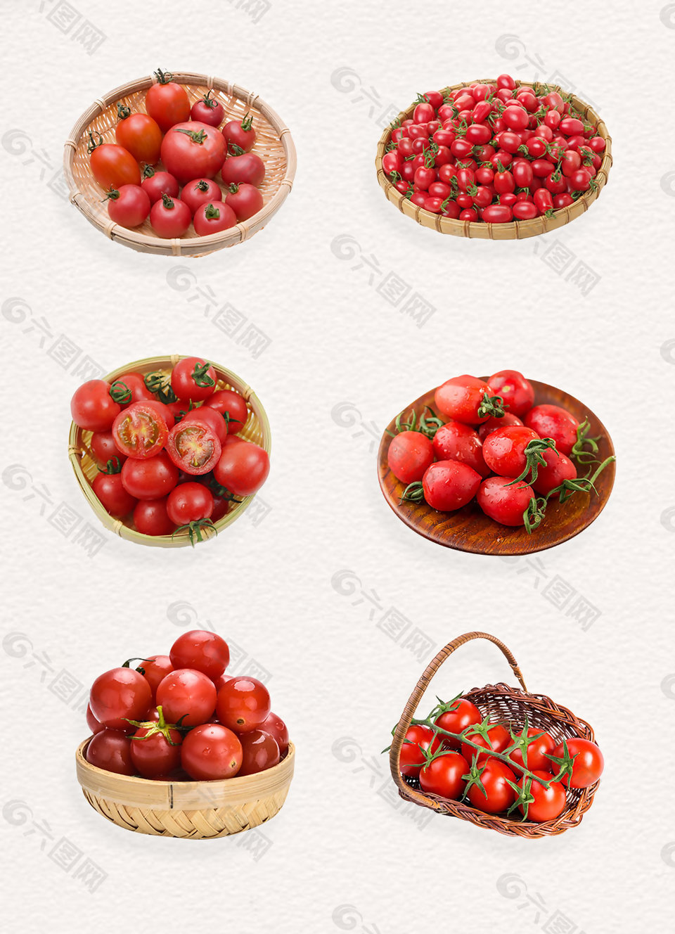 高清籃子里的新鮮蔬菜圣女果免扣素材