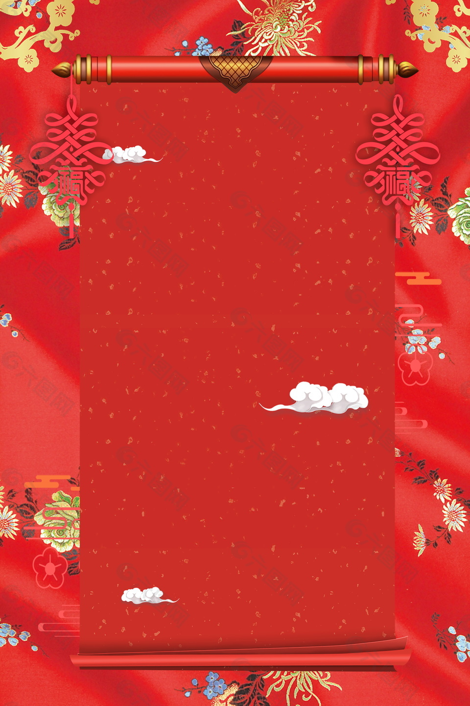 喜慶中國風(fēng)中國結(jié)刺繡背景素材