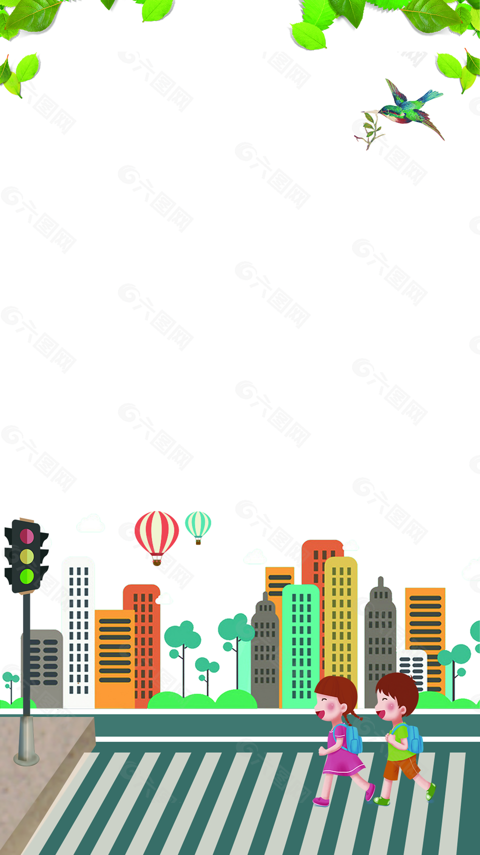 清新城市建筑交通信號燈背景