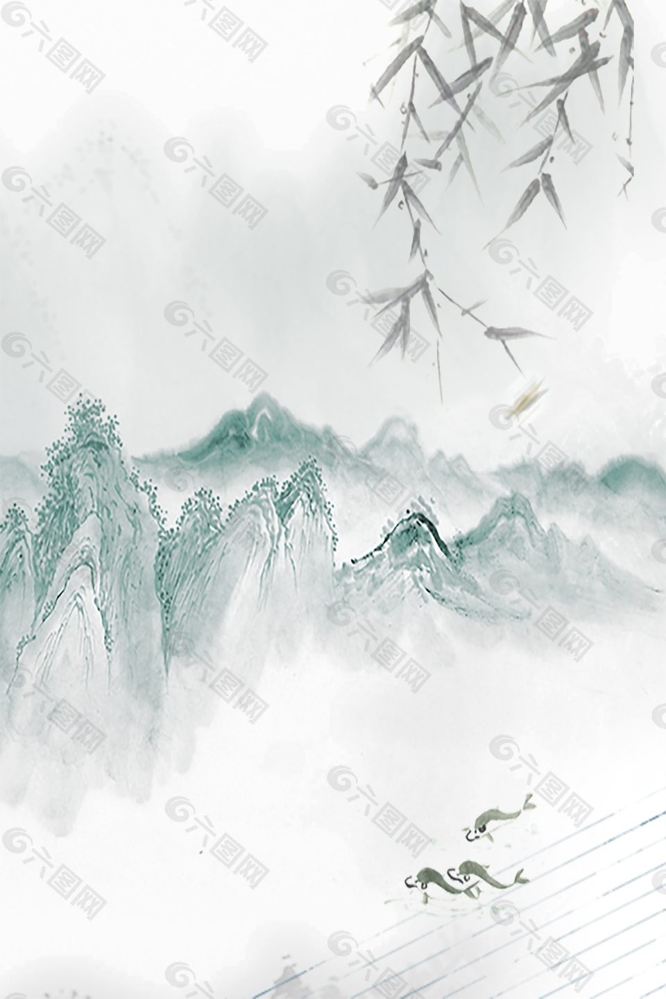 古典中國風(fēng)水墨山水畫背景