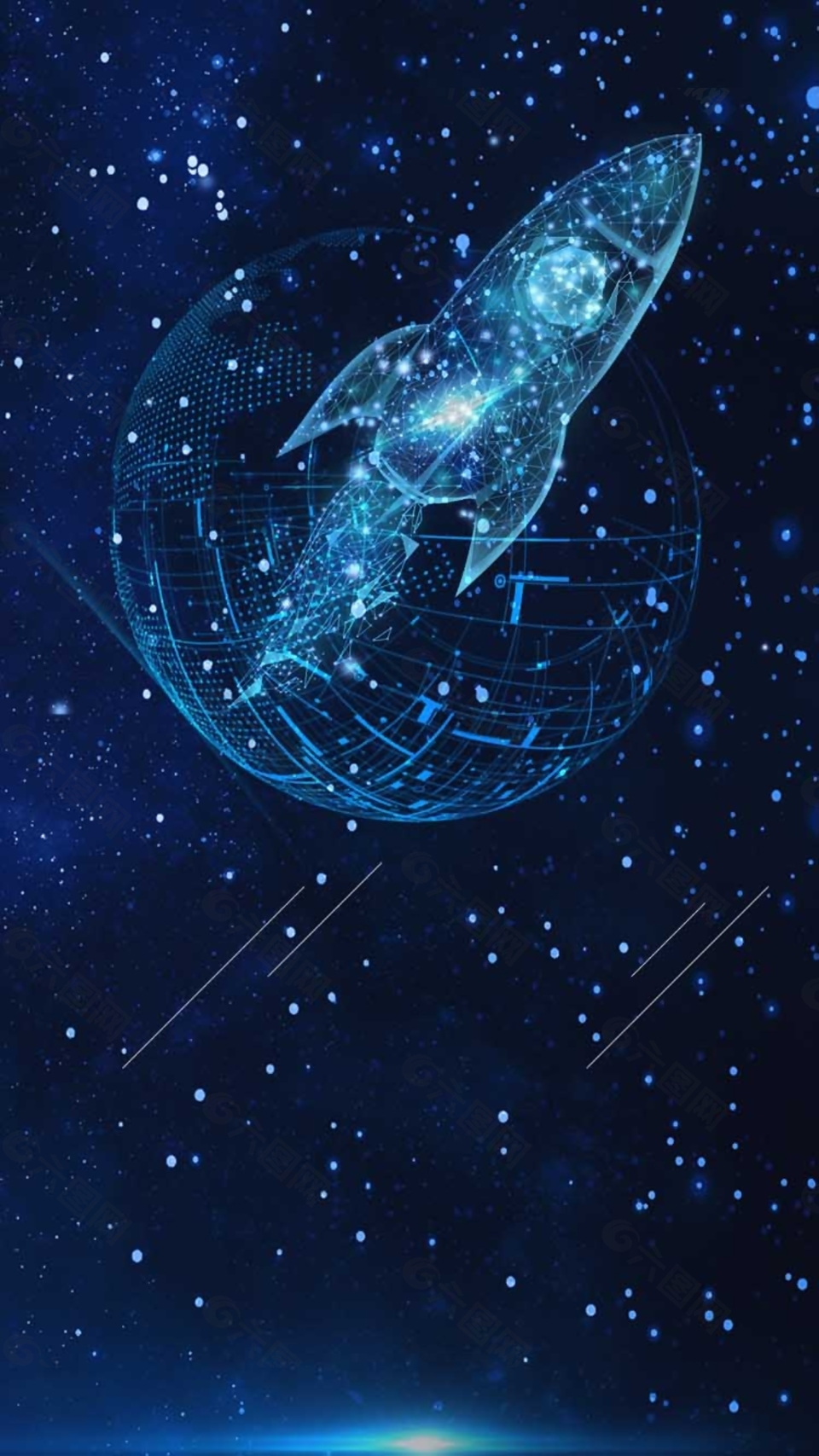 藍(lán)色航天飛機(jī)海報(bào)背景