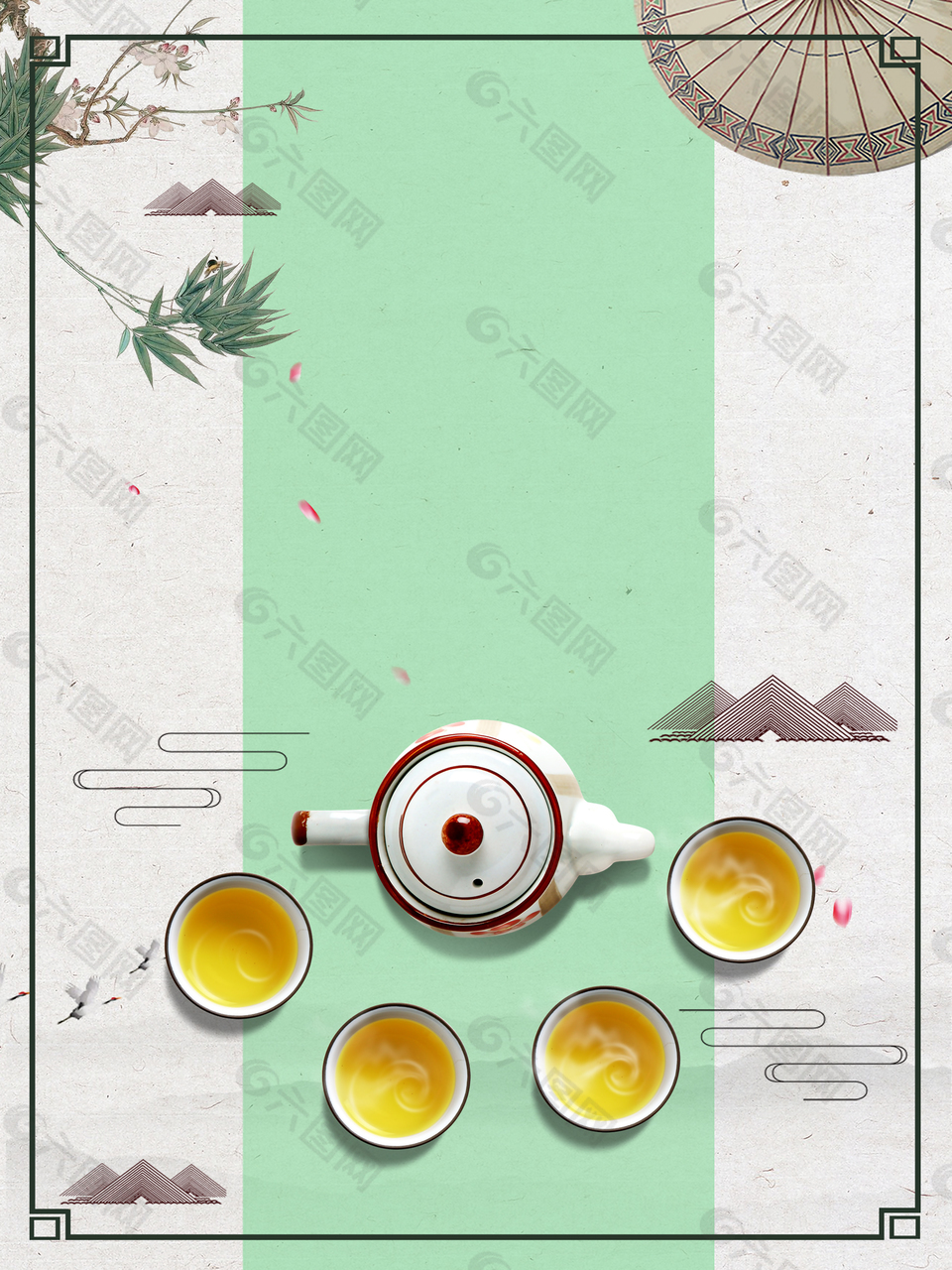 中國風(fēng)茶道茶文化茶具背景