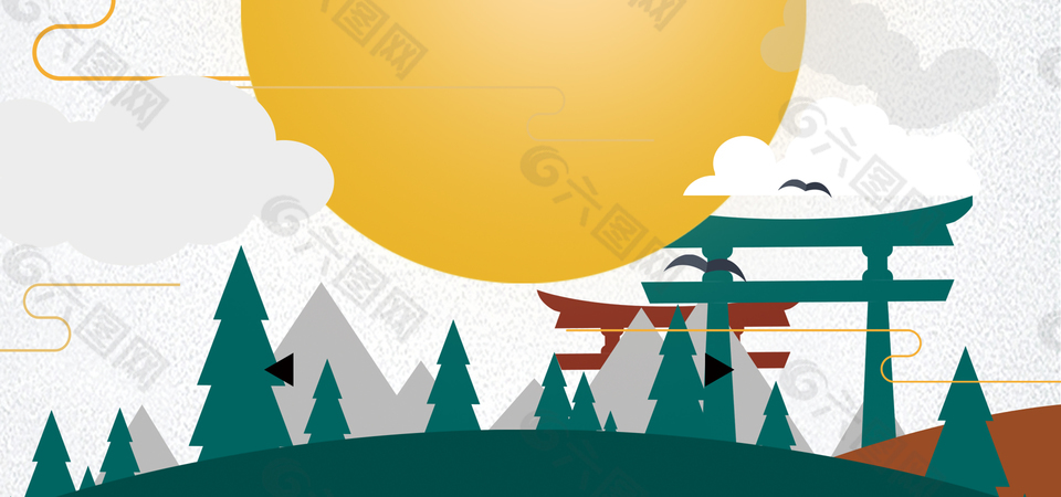中秋促銷文藝簡約banner背景