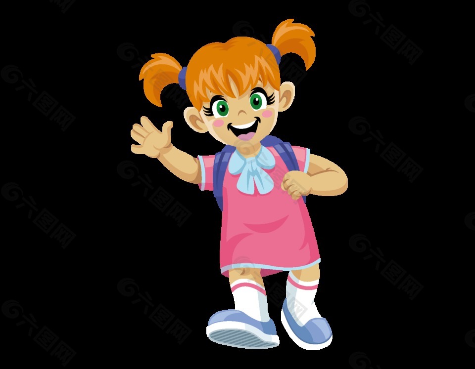 卡通可愛女孩開學元素